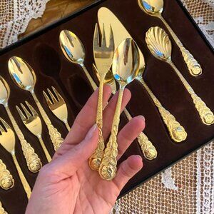 Fürst Cutlery, 15 Piece Gold Plated Coffee and Cake Set.  New in Box